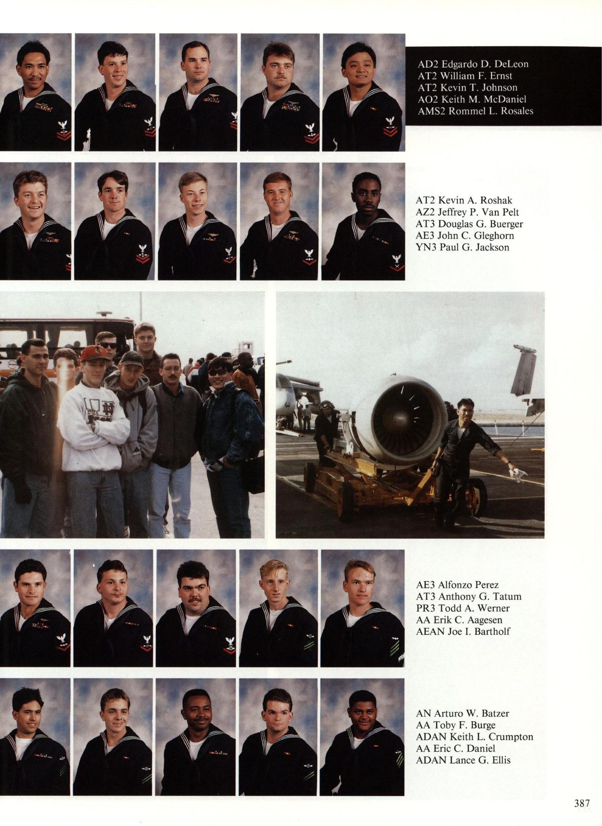 USS Constellation 1994–95 cruise book, page 356 (Carrier Air Wing Two (CVW-2)) — zardo D. DeLeon AT2 William F. Ernst AT2 Kevin T. Johnson AQ2 Keith M. McDaniel AMS2 Rommel L…