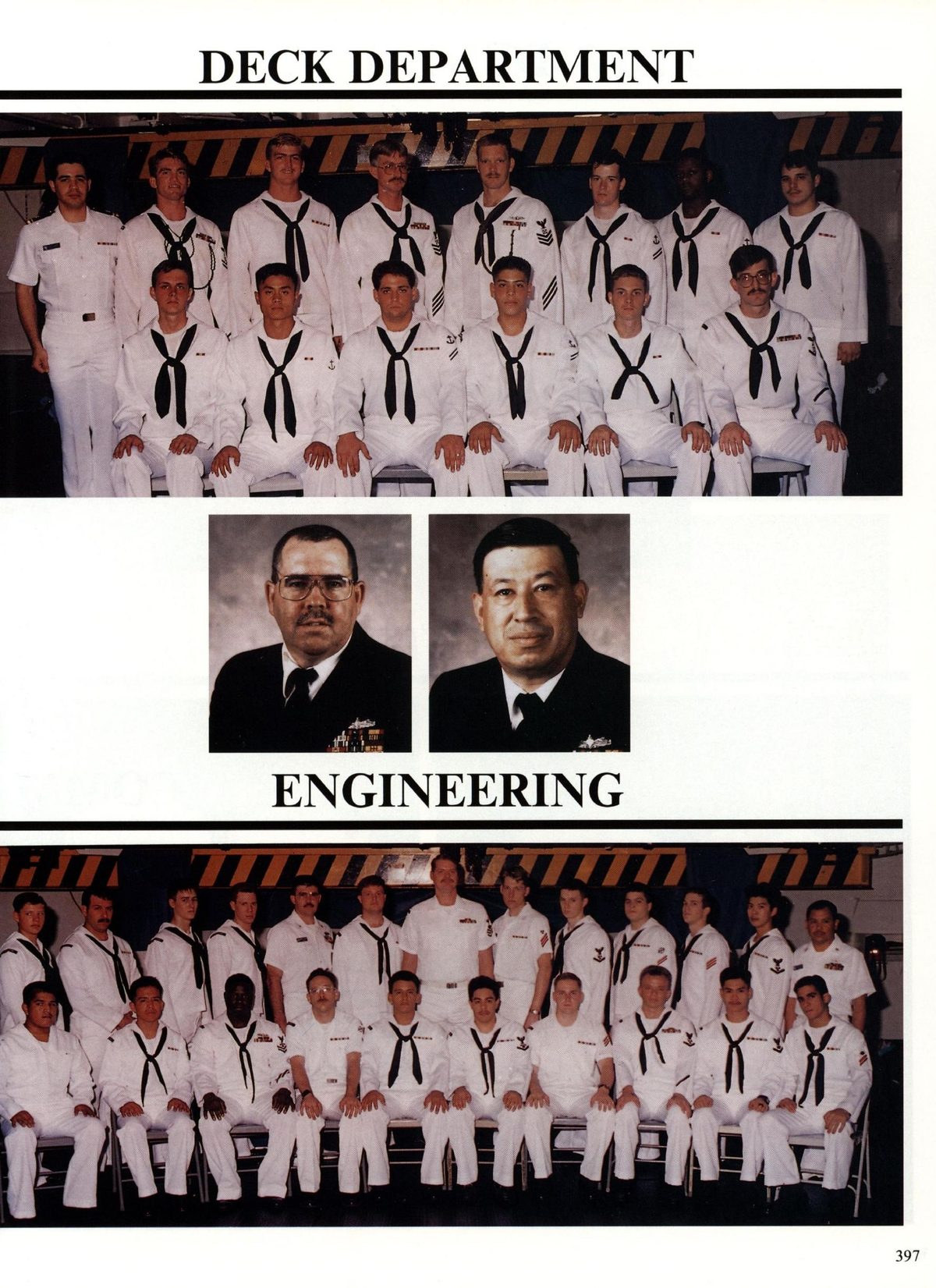 USS Constellation 1994–95 cruise book, page 365 — Late Arrivals: photographs and page layout, no machine-readable text