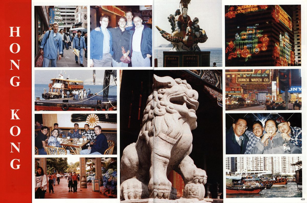 USS Constellation 1994–95 cruise book, page 374 — Ports of Call: photographs and page layout, no machine-readable text