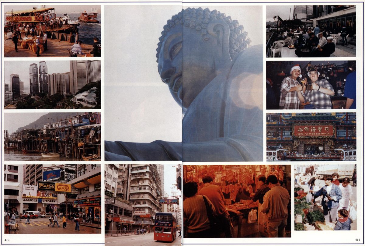 USS Constellation 1994–95 cruise book, page 375 — Ports of Call: photographs and page layout, no machine-readable text
