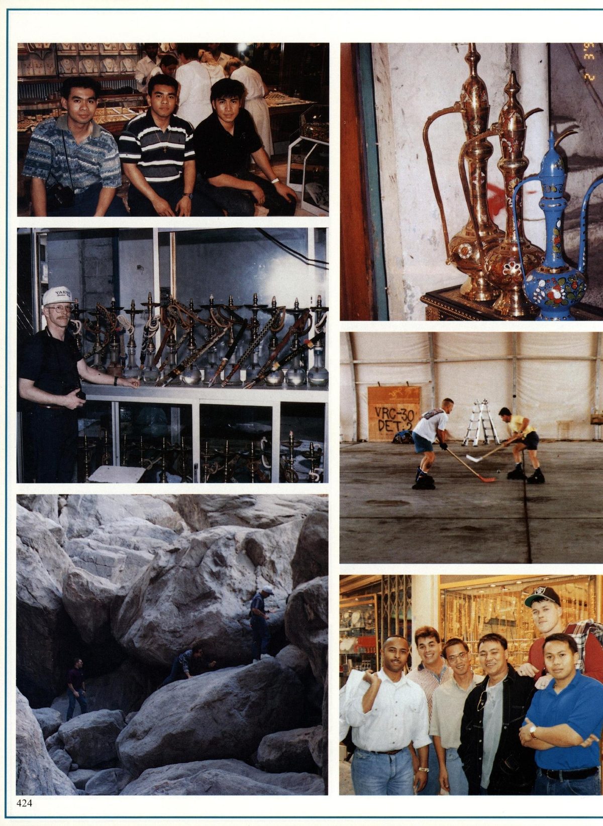 USS Constellation 1994–95 cruise book, page 385 — Ports of Call: photographs and page layout, no machine-readable text