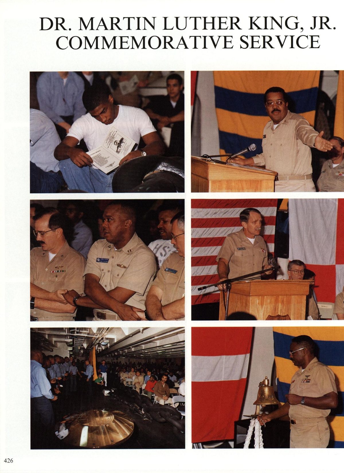 USS Constellation 1994–95 cruise book, page 387 (Life Aboard) — DR. MARTIN LUTHER KING, JR. COMMEMORATIVE SERVICE…