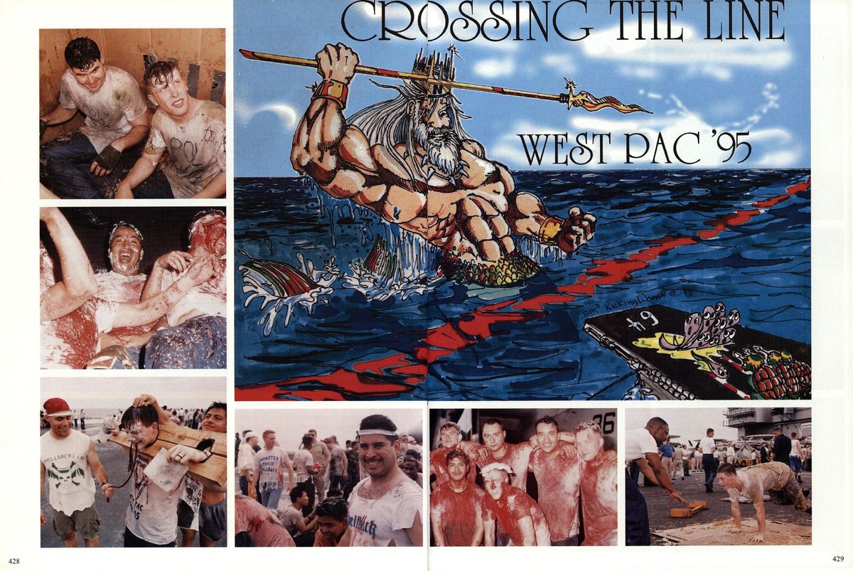 USS Constellation 1994–95 cruise book, page 389 — Life Aboard: photographs and page layout, no machine-readable text