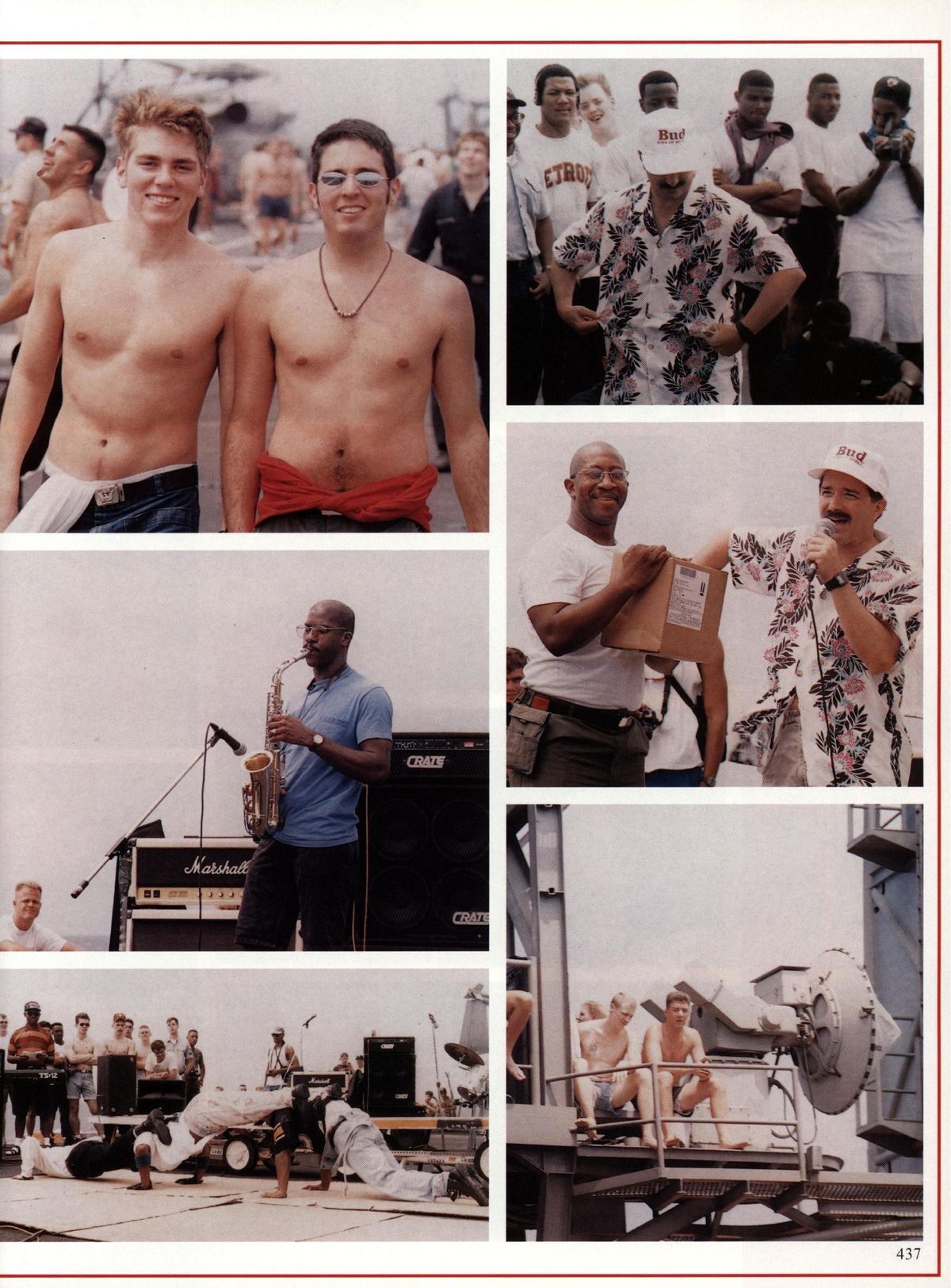 USS Constellation 1994–95 cruise book, page 397 — Life Aboard: photographs and page layout, no machine-readable text