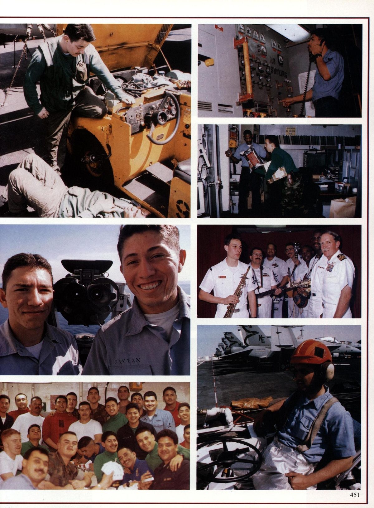 USS Constellation 1994–95 cruise book, page 408 — Connie in Action: photographs and page layout, no machine-readable text