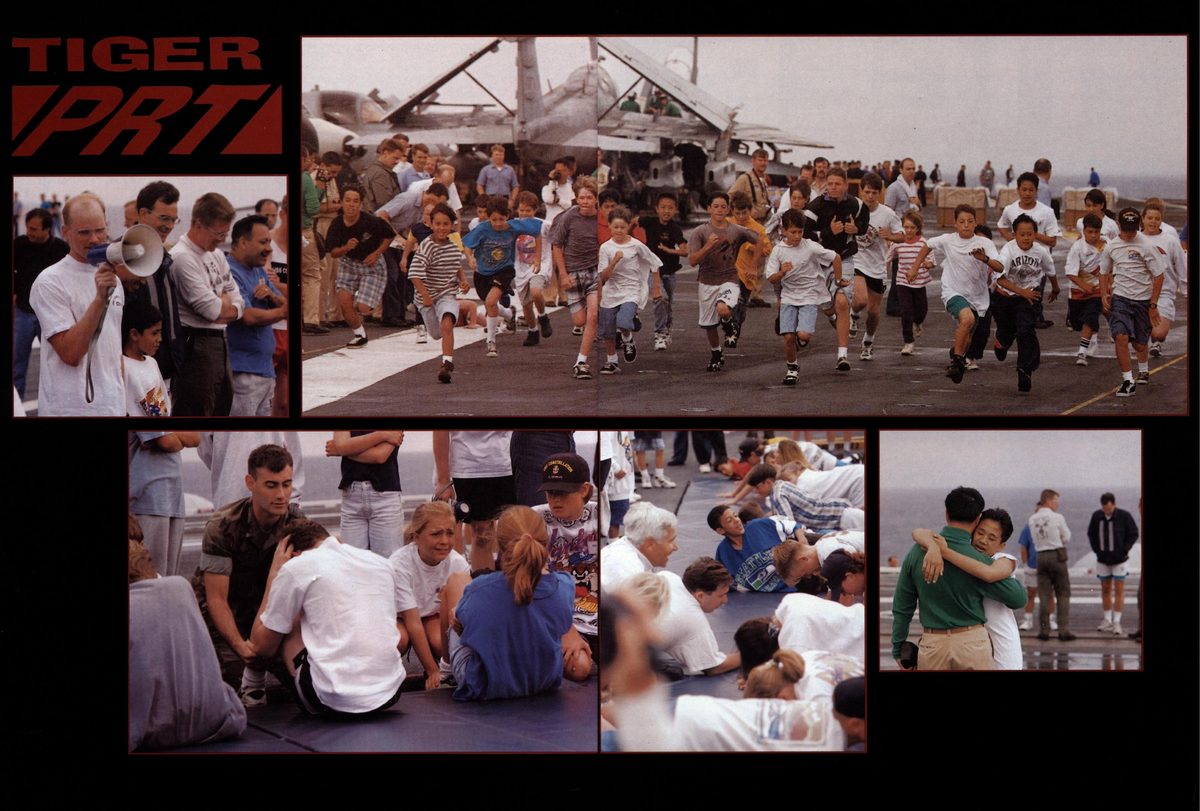 USS Constellation 1994–95 cruise book, page 416 — Tiger Cruise '95: photographs and page layout, no machine-readable text