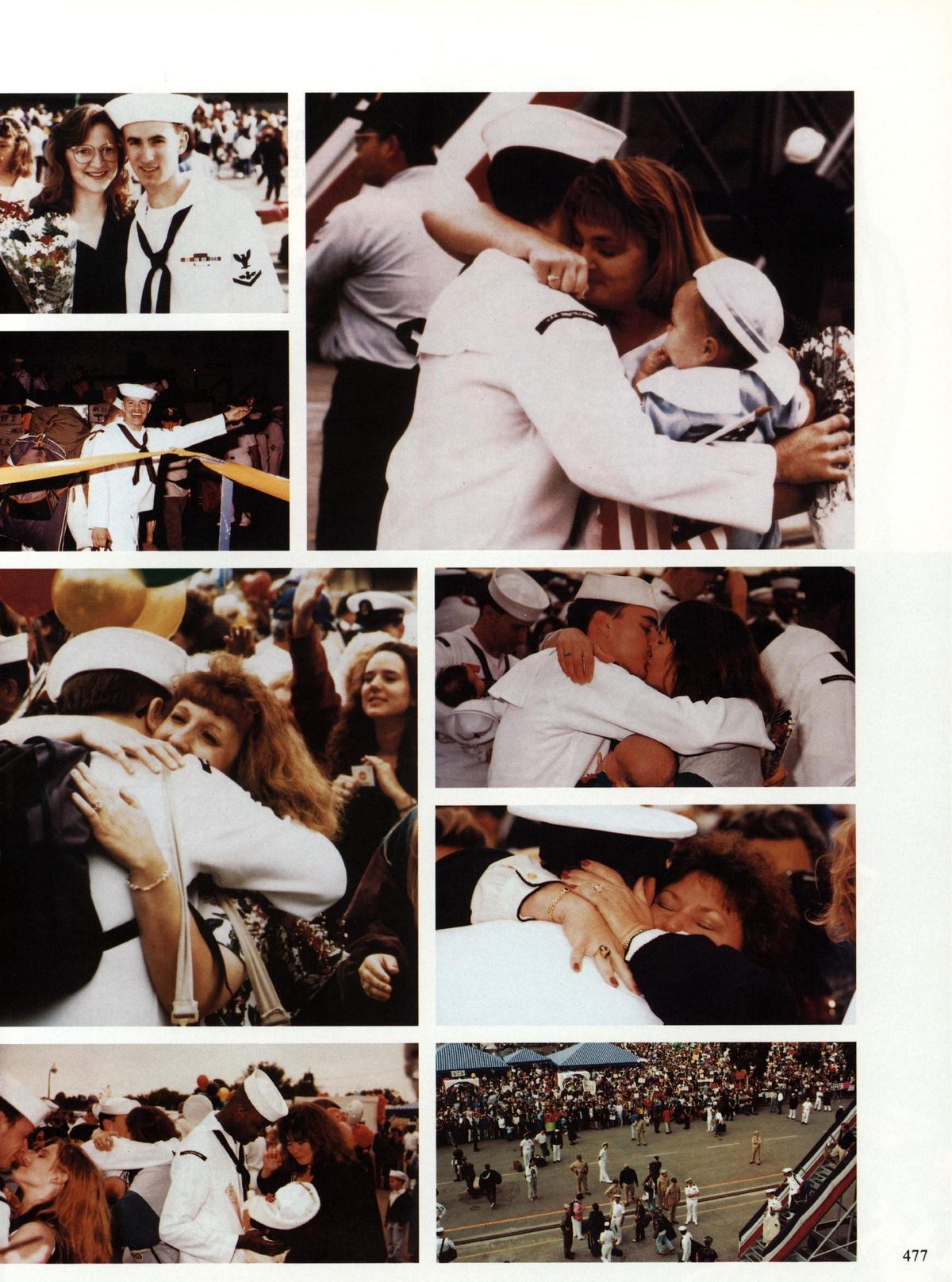 USS Constellation 1994–95 cruise book, page 429 — Welcome Home: photographs and page layout, no machine-readable text