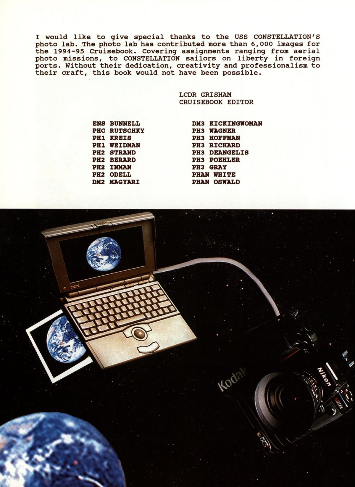 USS Constellation 1994–95 cruise book, page 430 — Welcome Home: photographs and page layout, no machine-readable text